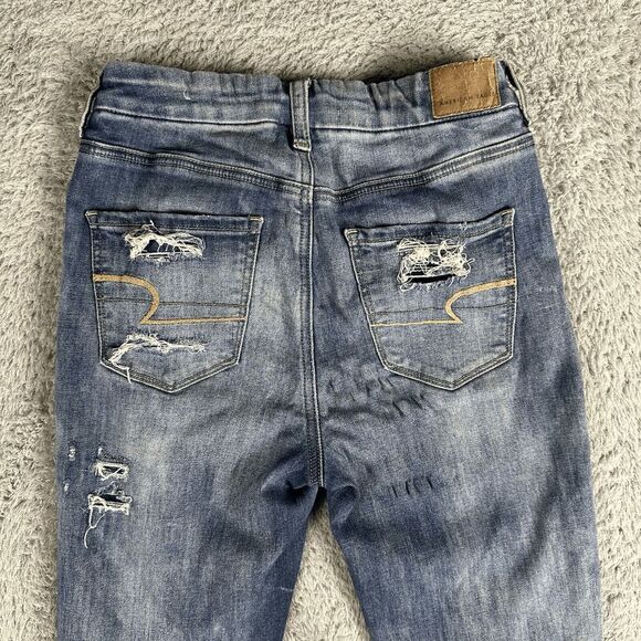 American Eagle Womens Curvy Hi-Rise Jegging 2 Short Distressed Stretch Destroyed - Picture 13 of 14